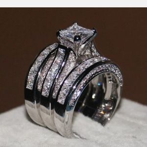 18K White Gold Diamond 3PC Engagement Ring